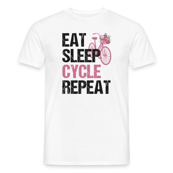 Eat Sleep Cycle Repeat - Bicycle Life Flowers - Men's T-Shirt - white - Front - AI Model Male 178 dark (178cm)