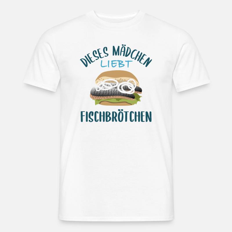 Mädchen & Fischbrötchen - Eine Liebesgeschichte - Männer T-Shirt - Weiß