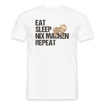 Faulbär Tagesroutine Deutsch Humor Geschenk - Männer T-Shirt - Weiß - Vorne - AI Model Male 178 dark (178cm)