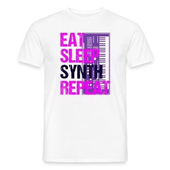 Manger sommeil synthé répétition musique cycle cadeau - T-shirt homme - blanc - Devant - AI Model Male 178 dark (178cm)