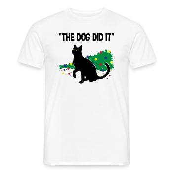 Chat espiègle culpabilité sur cadeau de chien - T-shirt homme - blanc - Devant - AI Model Male 178 dark (178cm)