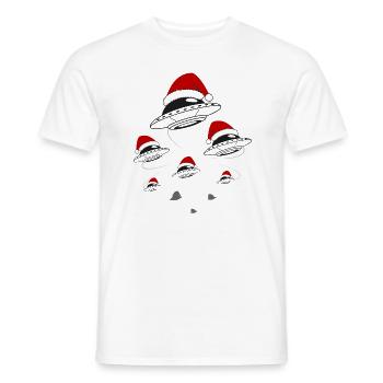 UFO Santa Hat Alien Holidays - Men's T-Shirt - white - Front - AI Model Male 178 dark (178cm)