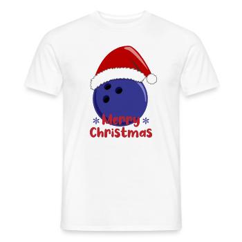 Merry Christmas Bowling Joy Blue Ball - Men's T-Shirt - white - Front - AI Model Male 178 dark (178cm)