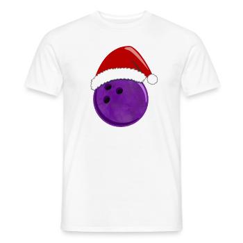 Chapeau de père Noël festif boule de bowling violet - T-shirt homme - blanc - Devant - AI Model Male 178 dark (178cm)
