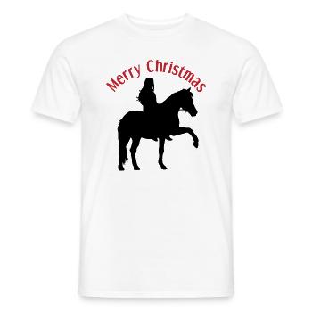 Weihnachtsfreude Mädchen und Pferd - Männer T-Shirt - Weiß - Vorne - AI Model Male 178 dark (178cm)