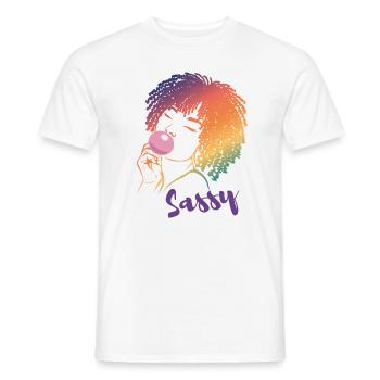 Sassy Chic with Afro Charm - Men's T-Shirt - white - Front - AI Model Male 178 dark (178cm)