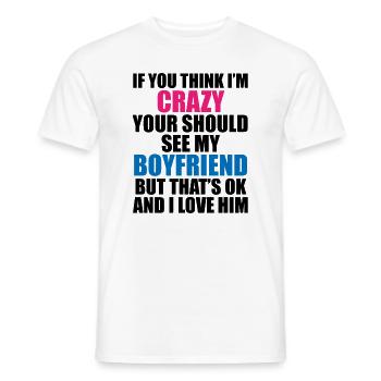 Crazy Friend - Humorous Motif - Men's T-Shirt - white - Front - AI Model Male 178 dark (178cm)