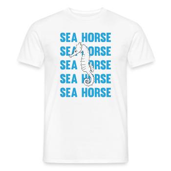 Sea Horse Writing Game Ocean Love - Men's T-Shirt - white - Front - AI Model Male 178 dark (178cm)