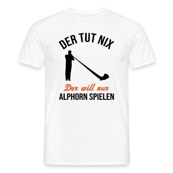 Alphorn Geschenk - Nur spielen, kein Tun - Männer T-Shirt - Weiß - Vorne - AI Model Male 178 dark (178cm)