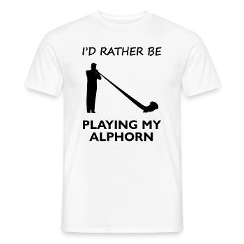 Cadeau pour les amateurs de cor des Alpes - préfèrent jouer - T-shirt homme - blanc - Devant - AI Model Male 178 dark (178cm)