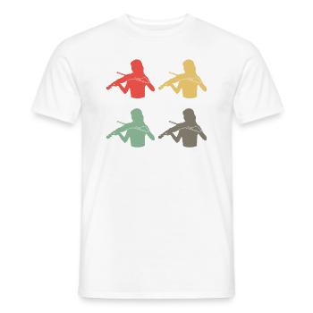Colorful Violinists Ensemble Harmony - Men's T-Shirt - white - Front - AI Model Male 178 dark (178cm)