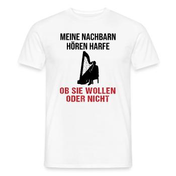 Harp sound neighbors must listen - Men's T-Shirt - white - Front - AI Model Male 178 dark (178cm)