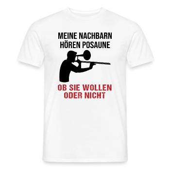 Nachbarn Hören Posaune Musikfan Geschenk - Männer T-Shirt - Weiß - Vorne - AI Model Male 178 dark (178cm)