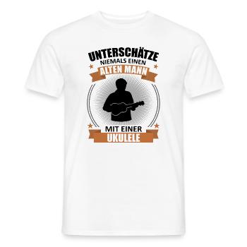 Alter Mann Ukulele Weisheit - Männer T-Shirt - Weiß - Vorne - AI Model Male 178 dark (178cm)