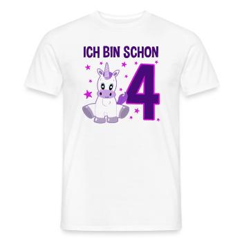 Unicorn Glitter Party 4 Years of Magic - Men's T-Shirt - white - Front - AI Model Male 178 dark (178cm)