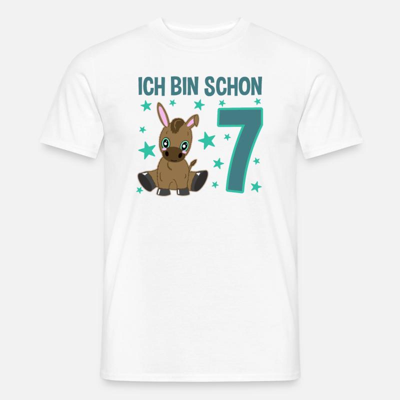 Siebenjährige Partyeselchen Glücksbringer - Männer T-Shirt - Weiß
