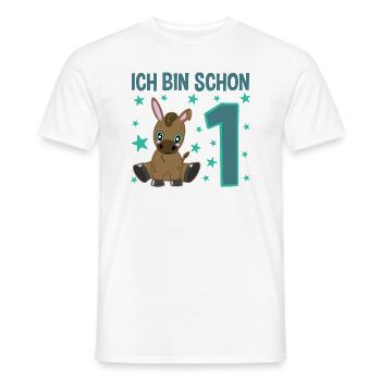 Cute donkey celebrates first birthday - Men's T-Shirt - white - Front - AI Model Male 178 dark (178cm)