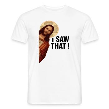 I saw that Jesus Christ - Men's T-Shirt - white - Front - AI Model Male 178 dark (178cm)