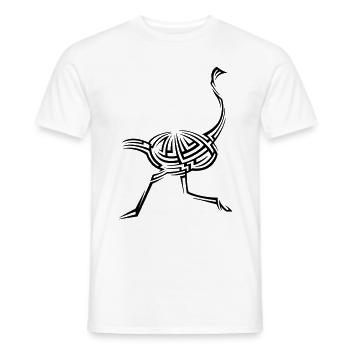 Tatouage tribal d’autruche - T-shirt homme - blanc - Devant - AI Model Male 178 dark (178cm)