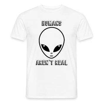 HUMANS AREN'T REAL - Men's T-Shirt - white - Front - AI Model Male 178 dark (178cm)