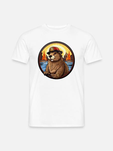Firefighter Beaver - Men's T-Shirt - white