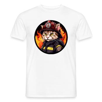 Katze Feuerwehr - Männer T-Shirt - Weiß - Vorne - AI Model Male 178 dark (178cm)