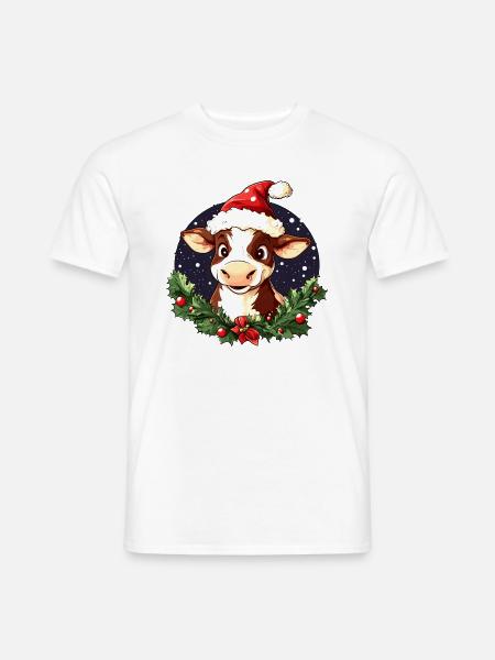 Kuh Weihnachtsmann - Männer T-Shirt - Weiß