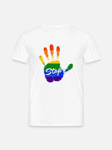stop homophobia - LGBTQ CSD Gay Pride - Männer T-Shirt - Weiß