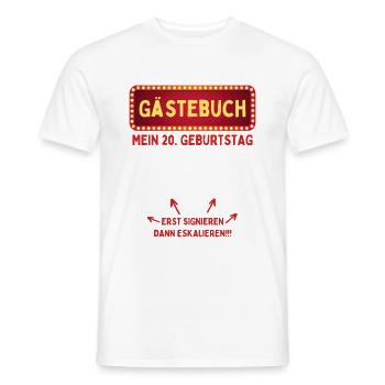 Gästebuch 20. Geburtstag - Männer T-Shirt - Weiß - Vorne - AI Model Male 178 dark (178cm)