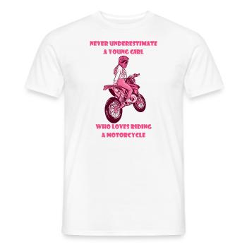 Moto femmes mobylette fille mobylette cadeau vélo - T-shirt homme - blanc - Devant - AI Model Male 178 dark (178cm)