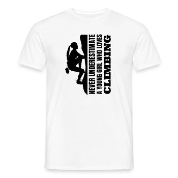 Mountaineering Girls Climbing Ladies Bouldering Woman - Men's T-Shirt - white - Front - AI Model Male 178 dark (178cm)