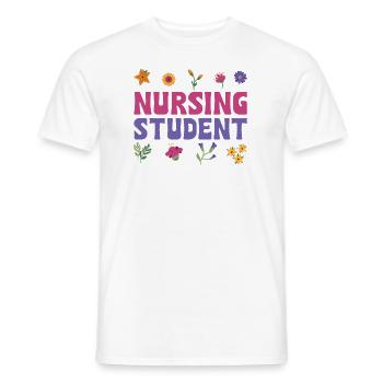 Cute floral outfit for nursing students - Men's T-Shirt - white - Front - AI Model Male 178 dark (178cm)
