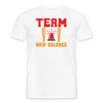 Team Hair-bulance Funny Hairstylist Word Game - T-shirt homme - blanc - Devant - AI Model Male 178 dark (178cm)