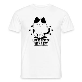 LIFE IS BETTER WITH A CAT - Men's T-Shirt - white - Front - AI Model Male 178 dark (178cm)