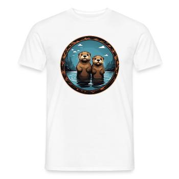 Amis Deux loutres amoureuses dans l’eau - T-shirt homme - blanc - Devant - AI Model Male 178 dark (178cm)
