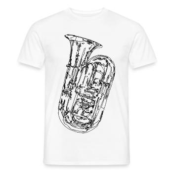 Tuba Drawing - Men's T-Shirt - white - Front - AI Model Male 178 dark (178cm)
