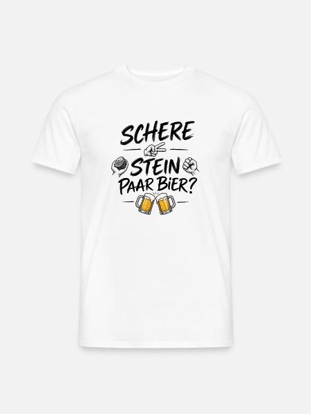 Bier? Oder Schere, Stein, Papier? - Männer T-Shirt - Weiß