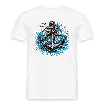 Gezeitenanker mit tosenden Wellen - Männer T-Shirt - Weiß - Vorne - AI Model Male 178 dark (178cm)