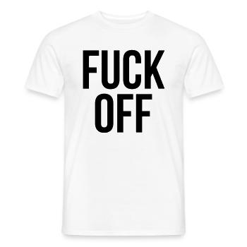 fuck off - Men's T-Shirt - white - Front - AI Model Male 178 dark (178cm)