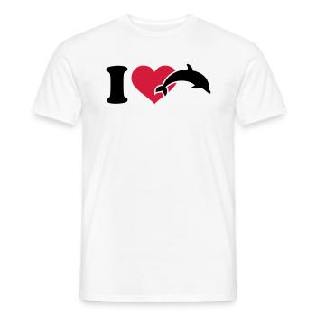 I love Dolphins - Men's T-Shirt - white - Front - AI Model Male 178 dark (178cm)