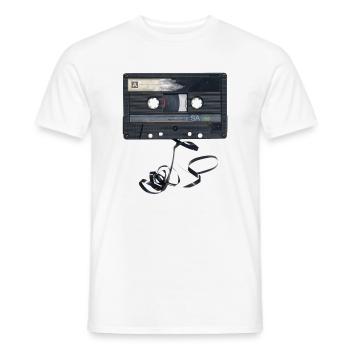 Music walkman audio tape retro music - Men's T-Shirt - white - Front - AI Model Male 178 dark (178cm)