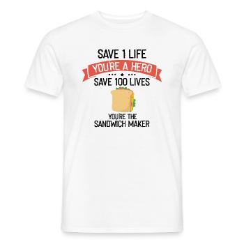 Food Makers Grill BBQ Sandwich Grill Maître - T-shirt homme - blanc - Devant - AI Model Male 178 dark (178cm)
