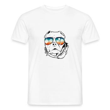 Hund mit cooler Sonnen Brille für Urlauber - Männer T-Shirt - Weiß - Vorne - AI Model Male 178 dark (178cm)