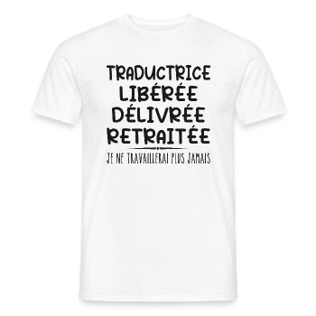 Traductrice célèbre sa retraite avec humour cadeau - T-shirt homme - blanc - Devant - AI Model Male 178 dark (178cm)