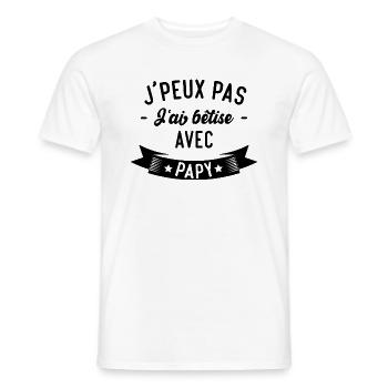 J'peux pas j'ai bêtise avec papy - T-shirt homme - blanc - Devant - AI Model Male 178 dark (178cm)