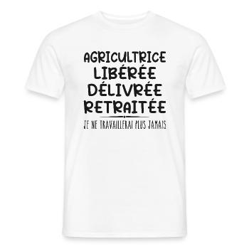 Farmer celebrates her retirement with humour - Men's T-Shirt - white - Front - AI Model Male 178 dark (178cm)