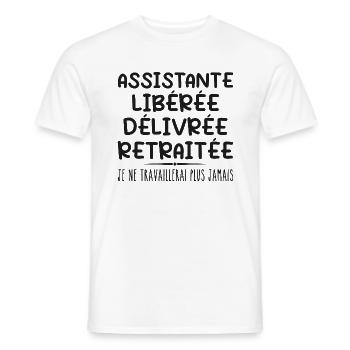 Assistentin feiert ihren Ruhestand mit humorvollem Geschenk - Männer T-Shirt - Weiß - Vorne - AI Model Male 178 dark (178cm)