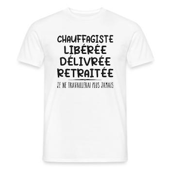Chauffagiste célèbre sa retraite avec humour - T-shirt homme - blanc - Devant - AI Model Male 178 dark (178cm)