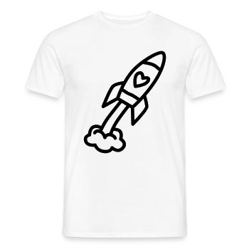 Une fusée avec un cœur prend son envol - T-shirt homme - blanc - Devant - AI Model Male 178 dark (178cm)