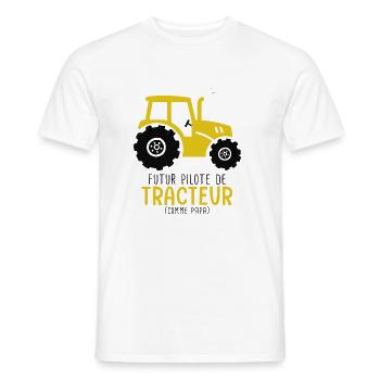 Agriculture futur pilote de tracteur comme papa - T-shirt homme - blanc - Devant - AI Model Male 178 dark (178cm)